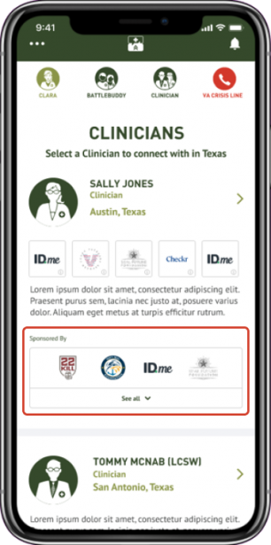 Sponsored clinicians
